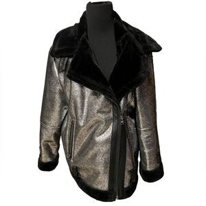 Top Shop  faux fur motorcycle jacket